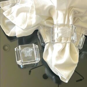 Versace Medusa Lumiere Clear Crystal Napkin Rings Set of 4